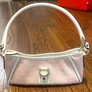 Gucci Pink White Canvas Monogram Shoulder Bag